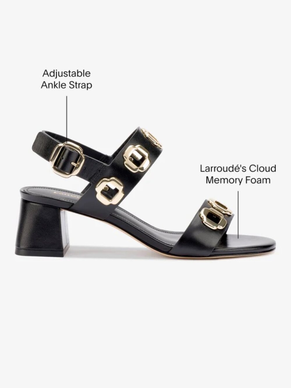 NWT/NIB Larroude Milan Sandal in Black Leather Size 8.5 - Picture 2 of 13